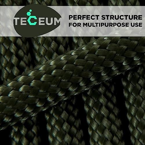 TECEUM 5/32" Paracord Rope 1000 – 1000ft / 200ft / 100ft / 50ft – Tactical Parachute Cord 4mm – 45+ Colors – Nylon String for Survival & Camping Gear – Stripe Cord for Survival – Utility Rope