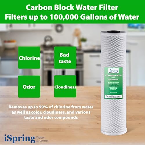 iSpring F3WGB32BKS 4.5” x 20” 3-Stage Whole House Water Filter Set Replacement Pack with Sediment, GAC+KDF, and CTO Carbon Block Cartridges, Fits WGB32B-KS