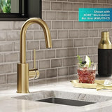 KRAUS Oletto Single Handle Kitchen Bar Faucet with QuickDock Top Mount Installation Assembly in Spot Free Antique Champagne Bronze, KPF-2600SFACB
