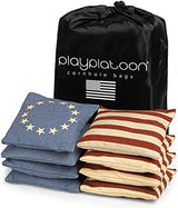 Play Platoon Cornhole Bags Weather Resistant- Set of 8 Regulation Bean Bags for Tossing- Official Professional Size & Weight Corn Hole Bags Two Color All Weather Cornhole Beans Bag Set with Tote Bag