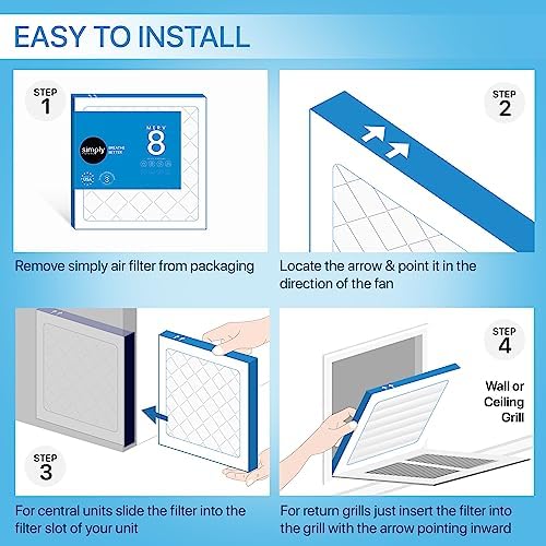 Simply 18x24x1 Air Filter, Merv 8, MPR 600, 6 Pack, For Home AC Furnace & HVAC (Actual Size: 17.75"x23.75"x0.75") DUST, Pet, & Allergy Control