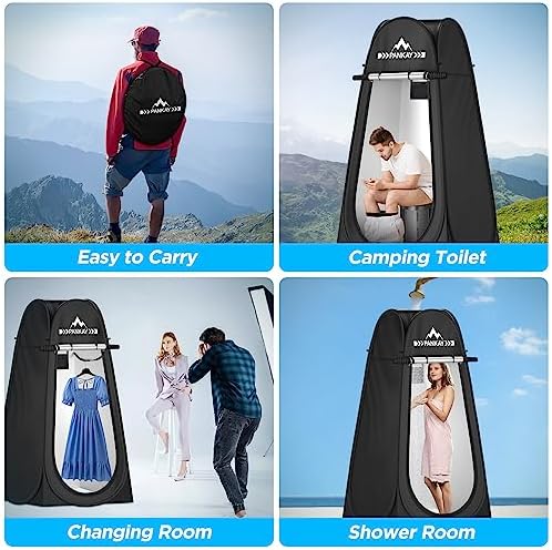 PANKAY Portable Toilet with Pop up Privacy Tent, X Large Camping Toilet Portable Potty for Adults, Outdoor Shower Tent Changing Room, Instant Pop Up, Washable Foldable Camp Toilet Kit with Carry Bag