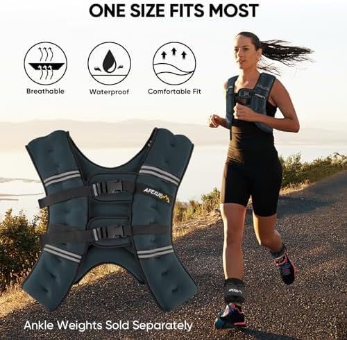 APEXUP Weighted Vest with 5lbs/10lbs/15lbs/20lbs/25lbs/30lbs Weights and Reflective Stripe, Weight Vest Men Women for Workout, Strength Training, Running