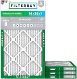 Filterbuy 14x36x1 Air Filter MERV 8 Dust Defense (4-Pack), Pleated HVAC AC Furnace Air Filters Replacement (Actual Size: 13.50 x 35.50 x 0.75 Inches)
