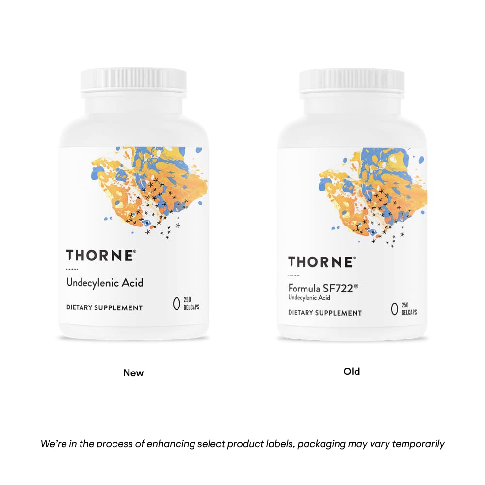 THORNE - Undecylenic Acid (Formerly Formula SF722) - 250 mg of Undecylenic Acid - for a Healthy Balance of Gut & Vaginal Flora* - Gluten Free - 250 Gelcaps - 50 Servings