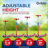 3-Wheel Kids Scooter - Lean-to-Steer Technology, Adjustable Height Handlebar, Anti-Slip Deck, Scooter for Boys & Girls Ages 3+, Child Safety Approved, Support Riders Up To 165 lbs, Red and Blue