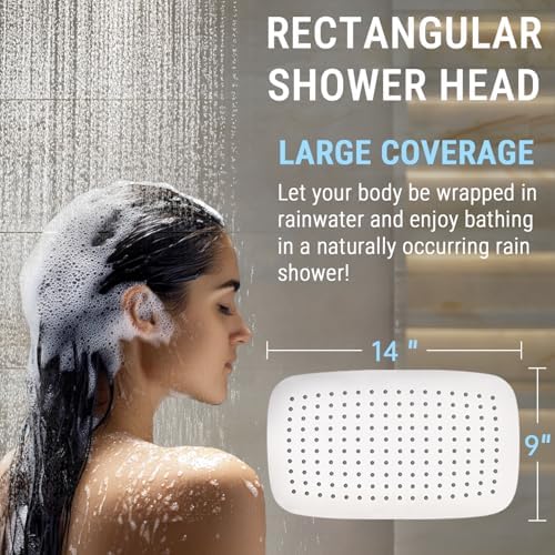 G-Promise All Metal 14 Inch Dual Shower Head with Handheld Combo, Rain Shower Head, Adjustable Extension Arm, Smooth 3-Way Diverter, 71 Inch Extra Long Hose - A Bathroom Upgrade (Chrome)