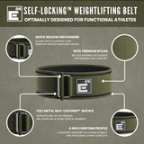 Self-Locking Weight Lifting Belt - Premium Weightlifting Belt for Serious Functional Fitness, Weight Lifting, and Olympic Lifting Athletes - Lifting Support for Men and Women - Deadlift Training Belt
