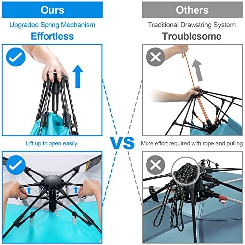 WolfWise 4-5 Person Easy Up Beach Tent UPF 50+ Portable Instant Sun Shelter Canopy Umbrella with Extended Zippered Porch, Blue