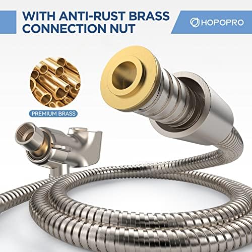 6-Mode High Pressure Handheld Shower Head Set, Consumer Reports Recommended HOPOPRO High Flow Hand Held Showerhead with 59 Inch Hose Bracket Teflon Tape Rubber Washers