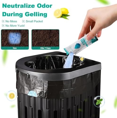 60 Portable Toilet Bags with Poo Gel Set, 8 Gallon Camping Toilet Bags with Absorbent Toilet Gel, Toilet Waste Bags, Leak-Proof Trash Bags for Camping Toilet, Traveling