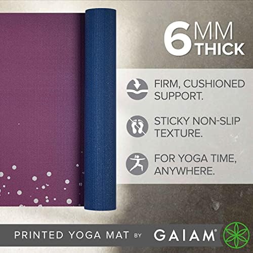 Gaiam Yoga Mat - Premium 6mm Print Extra Thick Non Slip Exercise & Fitness Mat for All Types of Yoga, Pilates & Floor Workouts (68"L x 24"W x 6mm Thick)