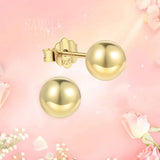 CUTEFEEL 18K Gold Plated Sterling Silver Ball Stud Earring for Women(7mm)
