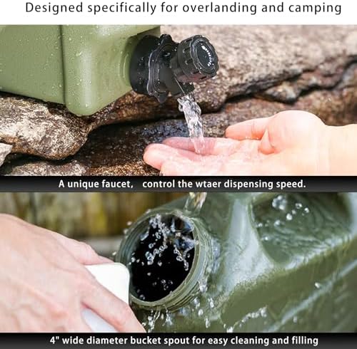 5 Gallon Water Jug with Spigot, BPA Free Leak-Proof Camping Water Container, Portable Emergency Water Storage for Outdoor Hiking, Camping, Home Use, Camping Essentials
