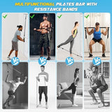 Pilates Bar Kit with Resistance Bands, Multifunctional Yoga Pilates Bar with Heavy-Duty Metal Adjustment Buckle, Portable Home Gym Pilates Resistance Bar Kit for Women Full Body Workouts