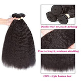 Kinky Straight Bundles, Kerriana 20 22 24 Inch Human Hair Bundles 100% Unprocessed Brazilian 3 bundles For Black Women Natural Black Color