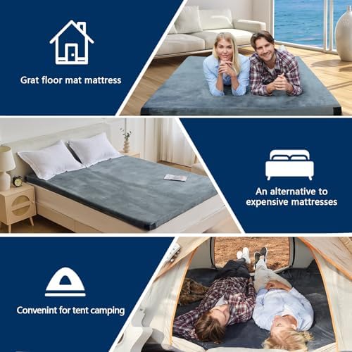 CYMULA Memory Foam Camping Mattress Pad, CertiPUR-US Sleeping Mat, Portable Roll Up Mattress for Adults, Camping Bed Pads for Sleepover, Car Bed with Travel Bag