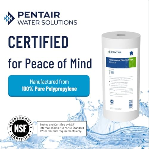 Pentair Pentek DGD-7525 Big Blue Water Filter, 10-Inch Whole House Sediment Filter Cartridge Replacement, Dual-Gradient Density Spun Polypropylene, 10" x 4.5", 25 Micron, Pack of 1