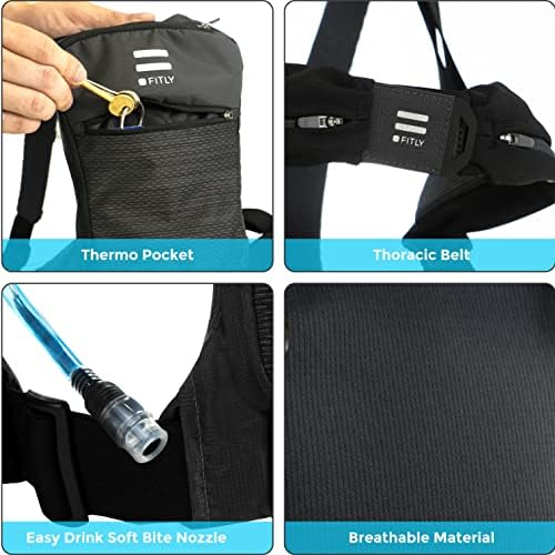 Sub90 Running Hydration Vest - Lightweight Running Pack for Men & Women with Phone Holder, Storage, Thoracic Belt - Running Water Pack - Carry Personal Items While Running - Black