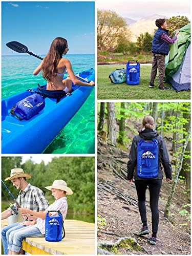 HEETA Dry Bag Waterproof for Women Men, 5L/10L/20L/30L/40L Roll Top Lightweight Dry Storage Bag Backpack with Phone Case for Travel, Swimming, Boating, Kayaking, Camping & Beach, 11 Transparent Colors