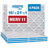 Aerostar 16.375x21.5x1 MERV 11 - 4 Count - Pleated HVAC, Furnace & Air Conditioner Filters - Removes Dust, Cold & Flu Germs, Lint, Mold, Pet Dander, Allergy-Causing Pollen, Smog & Smoke
