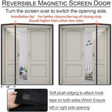 Magnetic Screen Door Thicker 255g/㎡ Mesh,Reversible Wide Left Right Side Opening Fits Door to 60 x 80, Heavy Duty Mesh French Bug Door Screen Magnetic Closure for Sliding Patio Door,Screen 62" x 81"