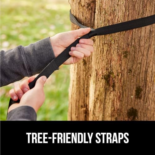 GORILLA GRIP Durable Portable Camping Hammock, Holds 500lbs with Heavy Duty Tree Straps, Comfortable Travel Swing, Camp Hammocks, Easy to Use and Install, Outdoor Essentials, Green, 10x6.5 FT