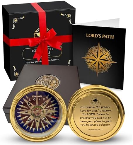 God's Path Compass – Communion & Confirmation Gift for Teenage Boys | Baptism Religious Gifts for Men, Christian, Catholic, Graduation | Sentimental & Inspirational Present – Greeting Card Included
