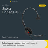 Jabra Engage 40 Wired Mono Headset - Noise-Cancelling 2-Mic Technology and USB-A Cable, Ultra-Lightweight - Works with All Leading Unified Communications Platforms Such As Zoom, Unify - Black