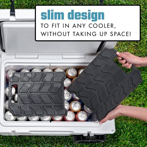 Cool Coolers by Fit & Fresh XL Slim Cooler Ice Blocks, Reusable & Long Lasting XL Ice Packs for Coolers, Slim XL Ice Packs for Cooler Bags, Space Saving, Quick Freeze, 10"x 13", Black, 3PK