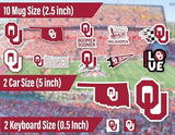 Oklahoma Sooners Stickers (14 Piece) University of Oklahoma Gifts for Men Football Fans for Car Laptop Water Bottle + 2 Large Car Decals, 10 Water Bottle Size, 2 Keyboard Size