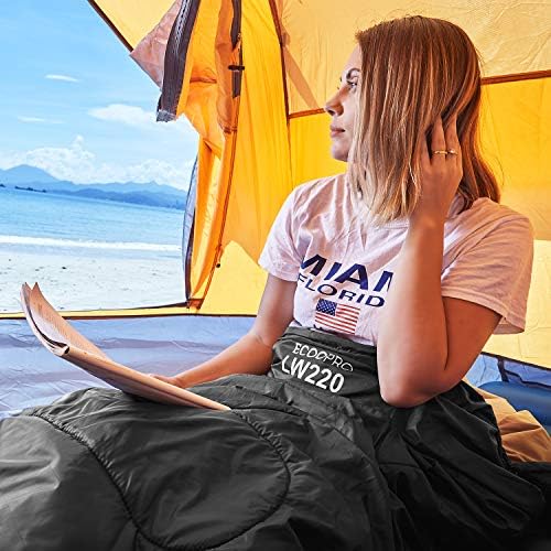 ECOOPRO Warm Weather Sleeping Bag - Portable, Waterproof, Compact Lightweight, Comfort with Compression Sack - Great for Outdoor Camping, Backpacking & Hiking-83 L x 30" W Fits Adults