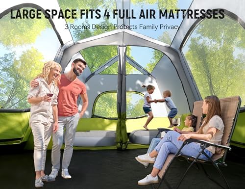 8/10 Person Instant Camping Tent, Pop-Up Family Tent for Instant Easy Setup, Spacious Interior, Includes Rainfly, Room Divider, Carry Bag, Backpacking Tents for Camping, Hiking, Sleepovers