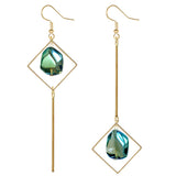 Mismatch Asymmetry Colorful Glass Drop Dangle Earrings