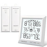 KIDLEDUCT Indoor Outdoor Thermometer Wireless Battery Powered, High Precision Inside Outside Humidity Temperature with Alert, Backlight Weather Thermometers with 2 Sensors, 330ft Wireless, White