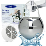 Crystal Quest Bath Ball Water Filter for Bathtub - 3-Stage Filtration, Removes Chlorine, Chloramine & Byproducts, 2,500 Gallons, BPA Free, pH Balanced Water, Fits All Tubs, Easy Install, Built in USA