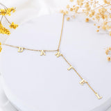 Lariat Name Necklace for Women, Personalized 18K Gold Long Y-Shaped Necklace Pendant with Letter Initial Family Choker Nameplate Necklace Mother's Day Jewelry Gift for Mom, Wife (Letter Necklace)