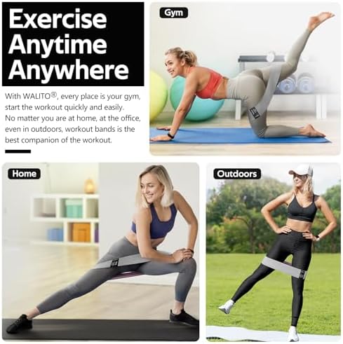 WALITO Resistance Bands for Legs and Butt, Fabric Exercise Loop Bands Yoga, Pilates, Rehab, Fitness and Home Workout, Strength Bands for Booty