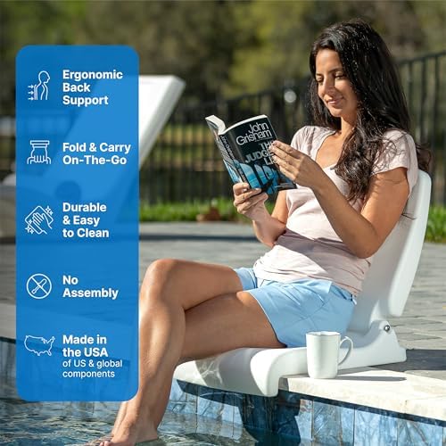 Step2 Foldable Adult Flip Seat, Portable Outdoor Chair for Poolside, Tailgating, Camping, Picnic Chair, Provides Back Support When Sitting on Ground, White