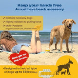 Diggo Dog Stake Beach Anchor - Dog Beach Essentials for All Dog Sizes - Unique 360° Head Rotating Combination Beach Lock System, Heavy Duty Tie Out Stake, Umbrella Sand Anchor, Designed for The Beach