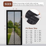 Yotache Adjustable Magnetic Screen Door Fit Doors Size Width 34"-38" Height 96"-98", Reinforced Fiberglass Mesh Curtain with Unique Widen Strip, Black