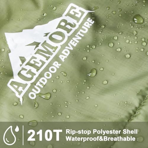 AGEMORE Cotton Flannel Double Sleeping Bag for Camping, Backpacking Or Hiking. Queen Size 2 Person Waterproof Sleeping Bag for Adults Or Teens. Lightweight with Compression Sack