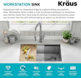 KRAUS Kore Workstation 32-inch Undermount 16 Gauge Stainless Steel Kitchen Sink, Single Bowl Kitchen Sink with Accessories, KWU110-32