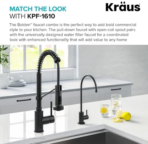 KRAUS Purita 100% Lead-Free Kitchen Water Filter Faucet in Matte Black, FF-100MB