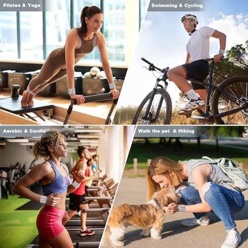 Wrist Weights Set of 2, Adjustable Silicone Workout Weights for Women and Men, Wearable Ankle/Wrist Weights Suitable for Yoga, Dance, Pilates, Pool Exercises and Jogging, 2lb