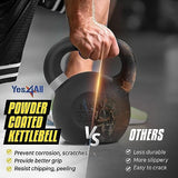 Yes4All Powder Coated Cast Iron Kettlebell Strength Training Kettlebells Weight Set for Full Body Workout, Home Gym