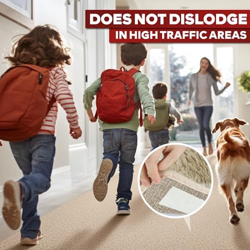 XFasten Double Sided Carpet Tape for Area Rugs 2 Inch x 60 Yards, Residue-Free Carpet Tiles Tape, Removable Heavy-Duty Rug Pad Gripper for Hardwood, Vinyl Flooring Underlayments, Laminate- Wood-Safe