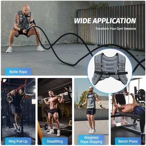 ZELUS Weighted Vest, 6lb/8lb/12lb/16lb/20lb/25lb/30lb Weight Vest with Reflective Stripe for Workout, Strength Training, Running, Fitness, Muscle Building, Weight Loss, Weightlifting