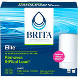Brita Faucet Mount Water Filter for Sink, Removes 99% of Lead, Elite Filtration System, Includes 2 Replacement Filters, White