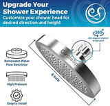 High Pressure Shower Head - Anti-Clogging Silicone Nozzles - 2.5 GPM Removable Restrictor - Easy to Clean Adjustable Replacement - easy to install with Plumbers Tape - 6 inch - Classic Chrome Finish